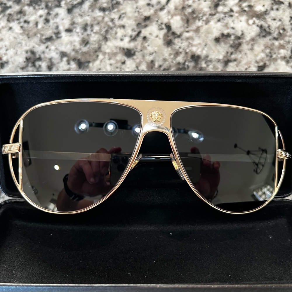 Versace aviator style sunglasses gold